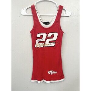 Vintage Y2K 2000s Penske Nascar Joey Logano Ribbed Tank top Red Autographed L